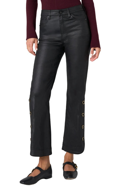 HANNAH CROP FLARE WITH BUTTONED SLIT BLACK COATED PANT Pants Liverpool 4 Black 