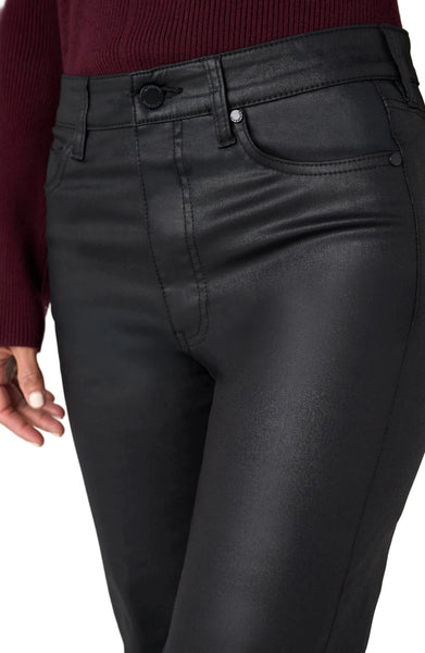 HANNAH CROP FLARE WITH BUTTONED SLIT BLACK COATED PANT Pants Liverpool 