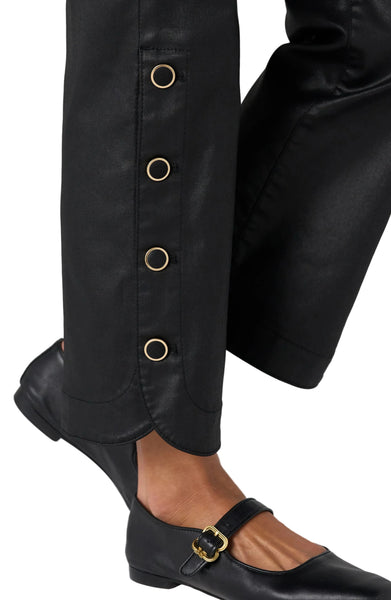 HANNAH CROP FLARE WITH BUTTONED SLIT BLACK COATED PANT Pants Liverpool 