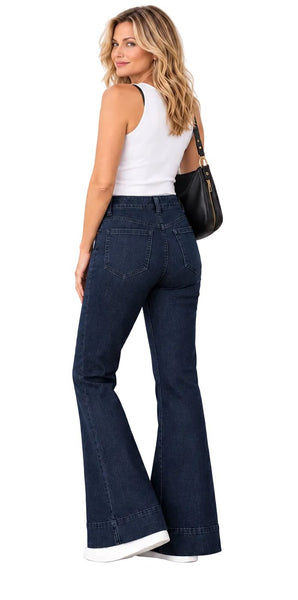 HANNAH FLARE HIGH RISE WITH PATCH POCKET AND FRONT PINTUCK JEANS Jeans Liverpool 
