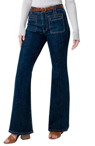 HANNAH FLARE WITH VINTAGE PATCH POCKET JEANS Jeans Liverpool 2 Collegiate Blue 