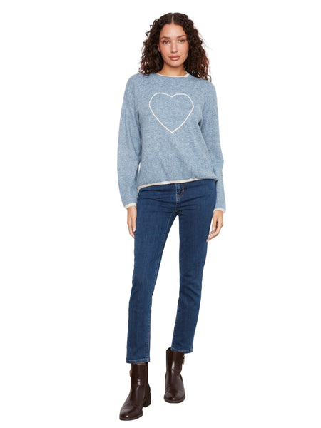 HEART EMBROIDERED MOCK NECK DROP SHOULDER SWEATER SWEATER Charlie B 