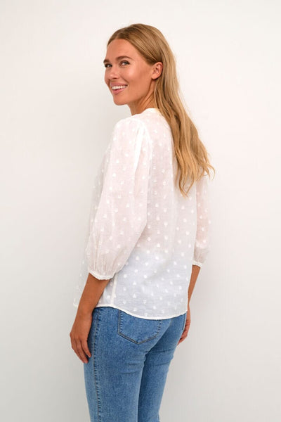 HEART EMBROIDERED OFF WHITE COTTON BLOUSE Blouse Kaffe 