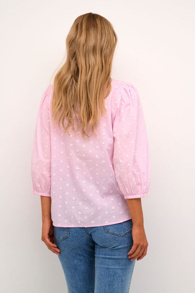 HEART EMBROIDERED PINK COTTON BLOUSE Blouse Kaffe 