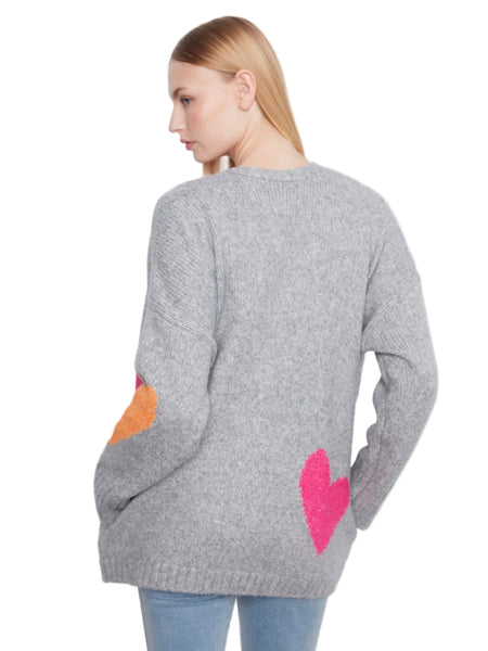HEART PRINTED OPEN FRONT CARDIGAN Cardigan Charlie B 
