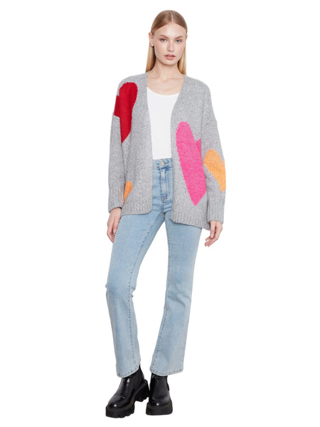 HEART PRINTED OPEN FRONT CARDIGAN Cardigan Charlie B 