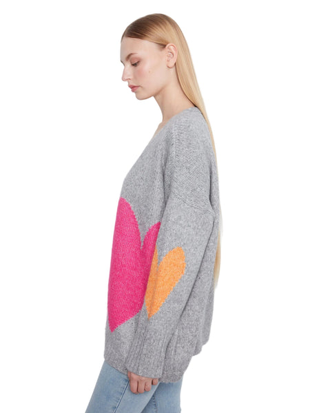 HEART PRINTED OPEN FRONT CARDIGAN Cardigan Charlie B 