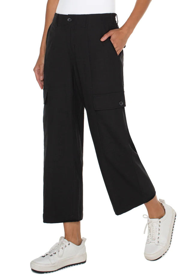 HIGH RISE CARGO CROP STRAIGHT PANT Pant Liverpool 4 Black 