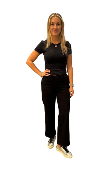 HIGH RISE WIDE LEG BLACK STRIDE JEAN Jeans Liverpool 