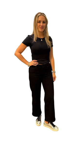 HIGH RISE WIDE LEG BLACK STRIDE JEAN Jeans Liverpool 