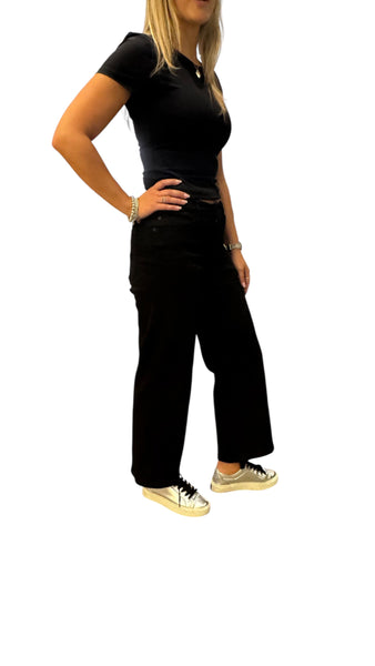 HIGH RISE WIDE LEG BLACK STRIDE JEAN Jeans Liverpool 
