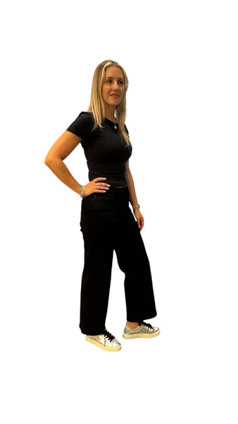 HIGH RISE WIDE LEG BLACK STRIDE JEAN Jeans Liverpool 