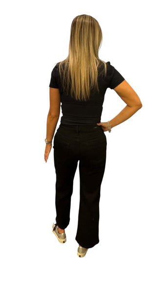 HIGH RISE WIDE LEG BLACK STRIDE JEAN Jeans Liverpool 