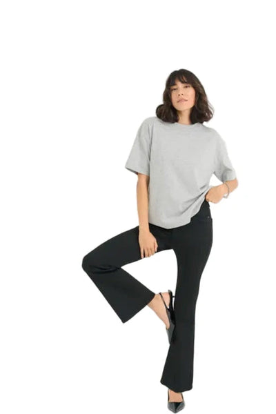 HIGH WAIST FULL LENGTH FLARED 30 INCH LEG BLACK JEAN Pant Kaffe 25 Black 