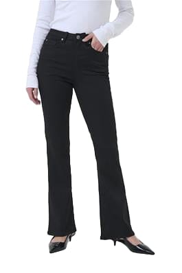 HIGH WAIST FULL LENGTH FLARED 32 INCH LEG BLACK JEAN Pant Kaffe 