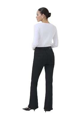HIGH WAIST FULL LENGTH FLARED 32 INCH LEG BLACK JEAN Pant Kaffe 25 Black 