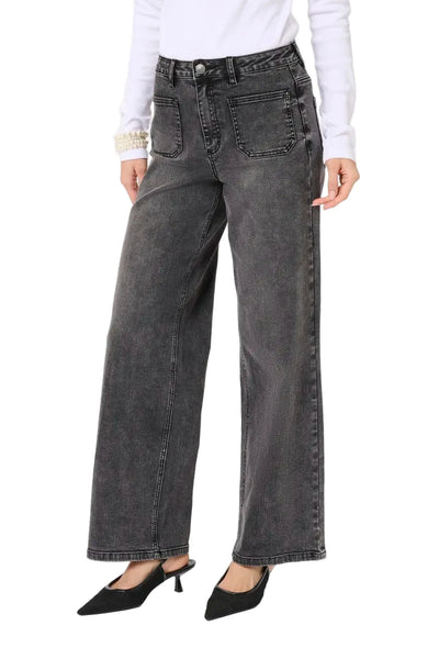 HIGH WAIST FULL LENGTH WIDE LEG GREY VINTAGE JEAN Jeans KAFFE 28 Grey Vintage 