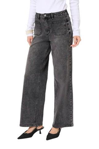 HIGH WAIST FULL LENGTH WIDE LEG GREY VINTAGE JEAN Jeans KAFFE 28 Grey Vintage 