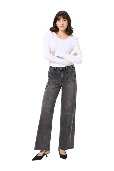 HIGH WAIST FULL LENGTH WIDE LEG GREY VINTAGE JEAN Jeans KAFFE 