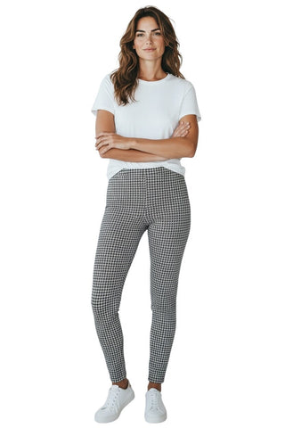 HOUNDSTOOTH BLACK CHARCOAL LUREX PULL ON PANT Pant Bali 