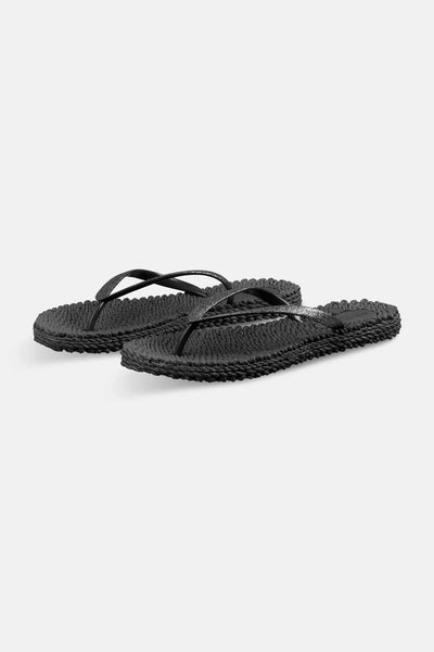 ILSE JACOBSEN BLACK GLITTER STRAP FLIP FLOP SHOES Shoes Ilse Jacobsen 
