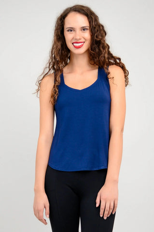 INDIGO BLUE BAMBOO SWEETHEART NECK TANK TOP Top Blue Sky 