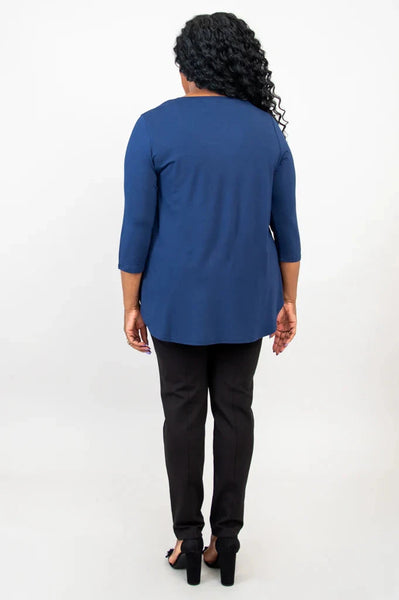 INDIGO SCOOP NECK FLOWY BAMBOO TOP Top Blue Sky 