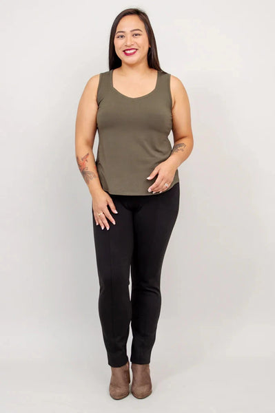 KHAKI BAMBOO SWEETHEART NECK TANK TOP Top Blue Sky 