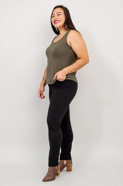 KHAKI BAMBOO SWEETHEART NECK TANK TOP Top Blue Sky 