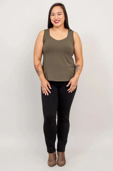 KHAKI BAMBOO SWEETHEART NECK TANK TOP Top Blue Sky 