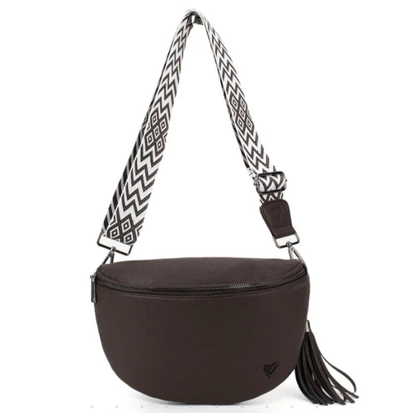 KIMBERLEY VEGAN LEATHER CHOCOLATE CROSSBODY Handbag prenelove OS Chocolate 