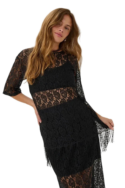 LACE TUNIC WITH FRINGE HEMLINE Blouse Kaffe 