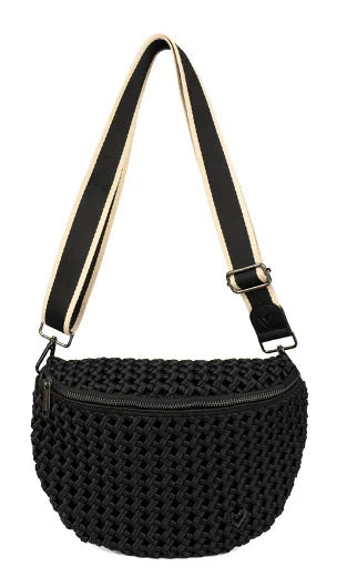 LAMBTON BLACK WOVEN HAND KNOTTED CROSSBODY HANDBAG Handbag prenelove OS Black 