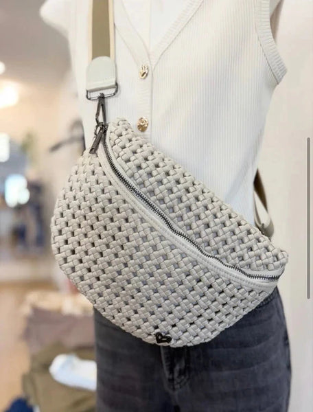 LAMBTON CREAM BONE WOVEN HAND KNOTTED CROSSBODY HANDBAG Handbag prenelove 