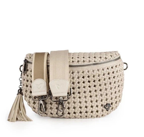 LAMBTON CREAM BONE WOVEN HAND KNOTTED CROSSBODY HANDBAG Handbag prenelove OS Cream Bone 