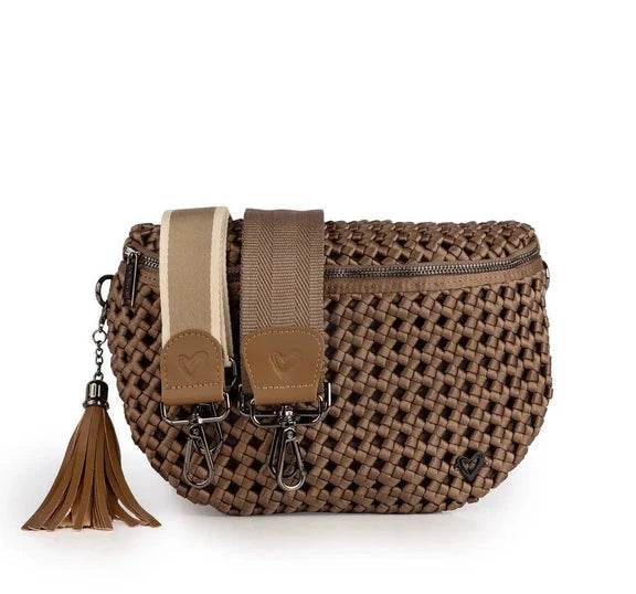 LAMBTON DARK KHAKI WOVEN HAND KNOTTED CROSSBODY HANDBAG Handbag prenelove OS Dark Khaki 