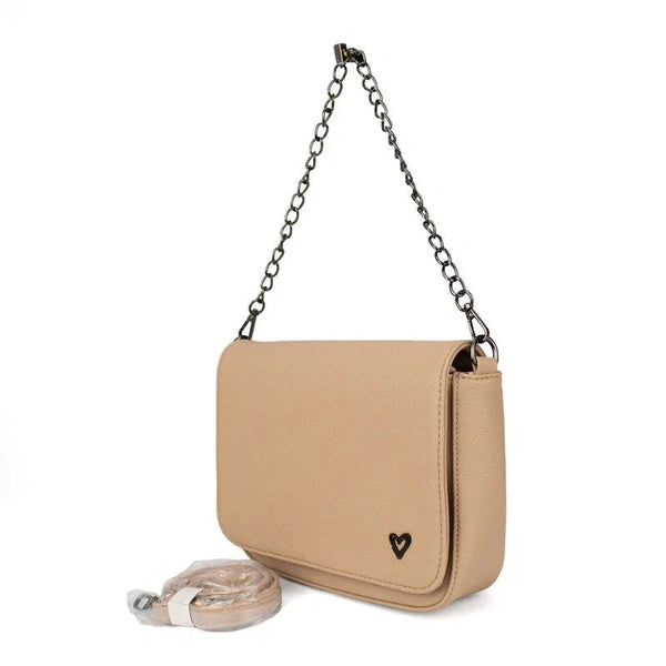 LARGE BISCUIT VEGAN LEATHER CROSSBODY Handbag prenelove OS Biscuit 