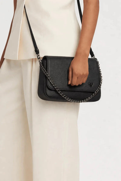 LARGE BLACK VEGAN LEATHER CROSSBODY Handbag prenelove 