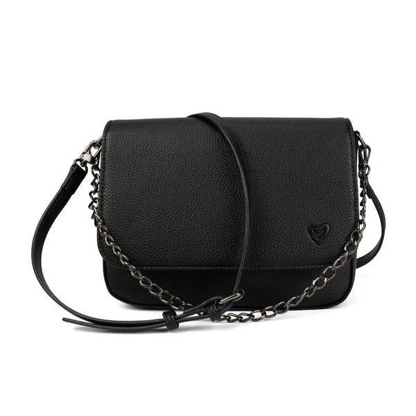 LARGE BLACK VEGAN LEATHER CROSSBODY Handbag prenelove 