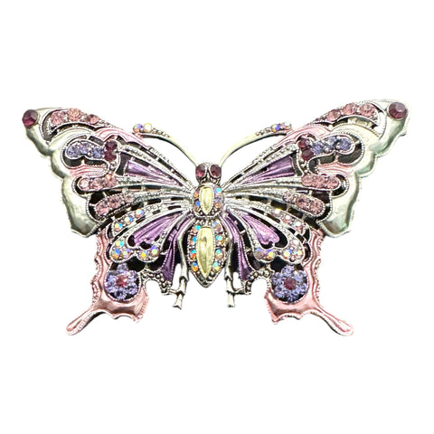 LARGE PURPLE ENAMEL CRYSTAL BUTTERFLY BROOCH Brooch FashionWear Collection Purple 