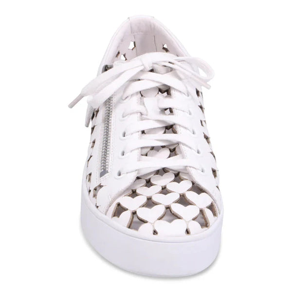 LASER CUT HEART SHAPE PATTERN SNEAKER WITH SIDE ZIPPER Shoes Django & Juliette 