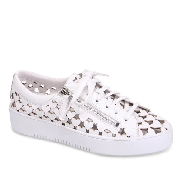LASER CUT HEART SHAPE PATTERN SNEAKER WITH SIDE ZIPPER Shoes Django & Juliette 