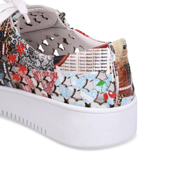 LASER CUT HEART SHAPE PATTERN SNEAKER WITH SIDE ZIPPER Shoes Django & Juliette 