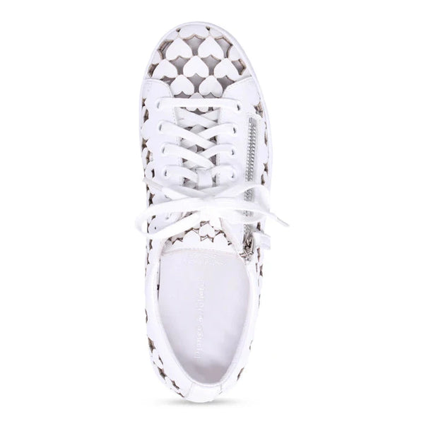 LASER CUT HEART SHAPE PATTERN SNEAKER WITH SIDE ZIPPER Shoes Django & Juliette 