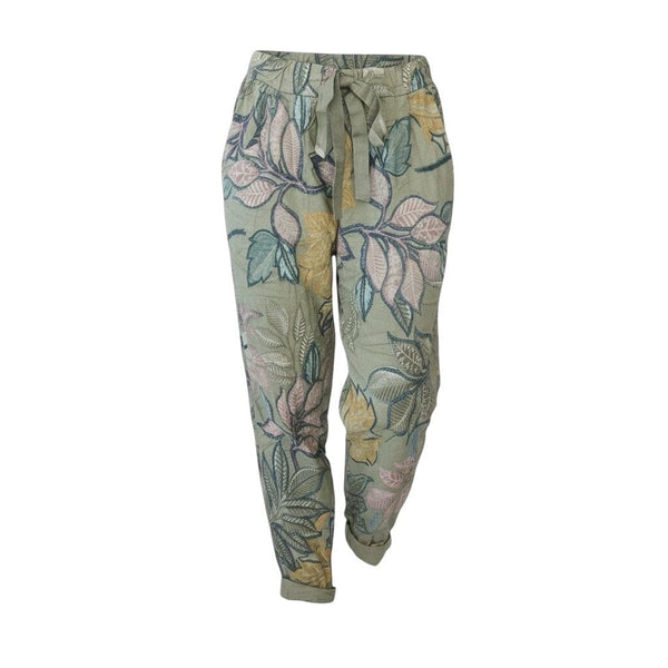 LEAF PRINTED CRINKLE JOGGER Pants Elissia 