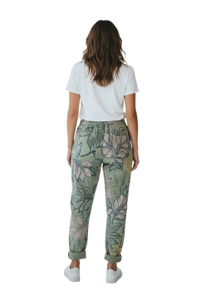 LEAF PRINTED CRINKLE JOGGER Pants Elissia 