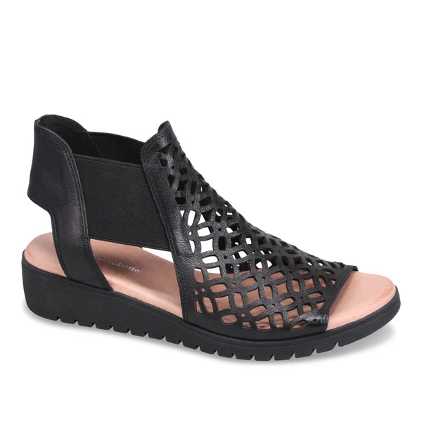 LEATHER SANDAL WITH LASER CUT DESIGN Shoes Django & Juliette 36 Black 