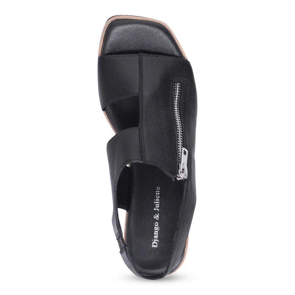 LEATHER SLINGBACK ELASTICATED SANDAL WITH SIDE ZIPPER Shoes Django & Juliette 