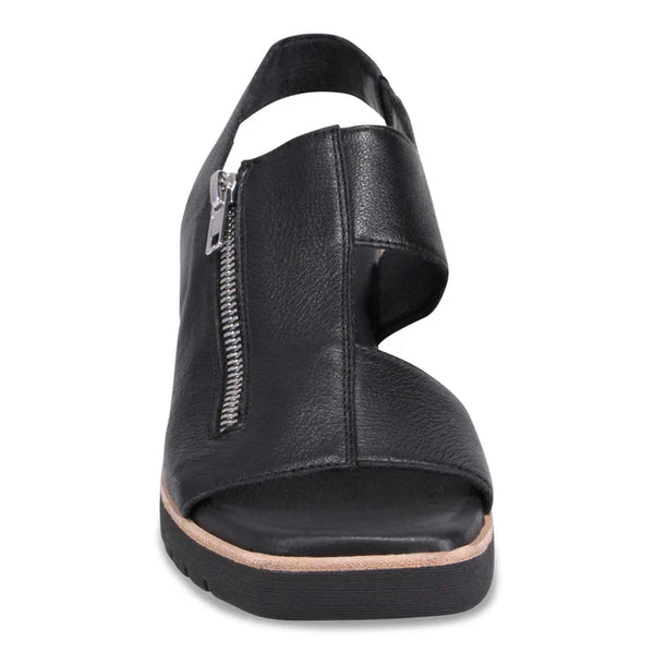 LEATHER SLINGBACK ELASTICATED SANDAL WITH SIDE ZIPPER Shoes Django & Juliette 