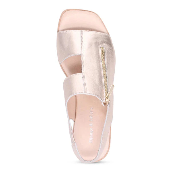 LEATHER SLINGBACK ELASTICATED SANDAL WITH SIDE ZIPPER Shoes Django & Juliette 